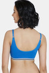 Zivame Beautiful Basics Double Layered Non Wired Full Coverage Slip-On Bra - Princess Blue — thumbnail 3