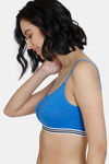 Zivame Beautiful Basics Double Layered Non Wired Full Coverage Slip-On Bra - Princess Blue — thumbnail 4