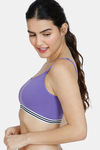 Zivame Beautiful Basics Double Layered Non Wired Full Coverage Slip-On Bra - Purple Corallite — thumbnail 4