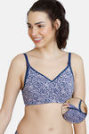 Zivame Maternity Double Layered Non Wired 3/4th Coverage  Maternity / Nursing Bra - Purple Print — thumbnail 1