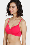 Zivame Beautiful Basics Padded Non Wired 3/4Th Coverage T-Shirt Bra - Rose Red — thumbnail 3