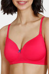 Zivame Beautiful Basics Padded Non Wired 3/4Th Coverage T-Shirt Bra - Rose Red — thumbnail 4