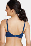 Zivame Beautiful Basics Double Layered Non Wired 3/4th Coverage T-Shirt Bra - Navy Peony — thumbnail 3