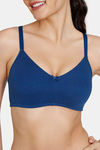 Zivame Beautiful Basics Double Layered Non Wired 3/4th Coverage T-Shirt Bra - Navy Peony — thumbnail 5
