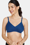 Zivame Beautiful Basics Double Layered Non Wired 3/4th Coverage T-Shirt Bra - Navy Peony — thumbnail 1