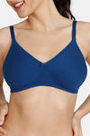 Zivame Beautiful Basics Double Layered Non Wired 3/4th Coverage T-Shirt Bra - Navy Peony — thumbnail 4