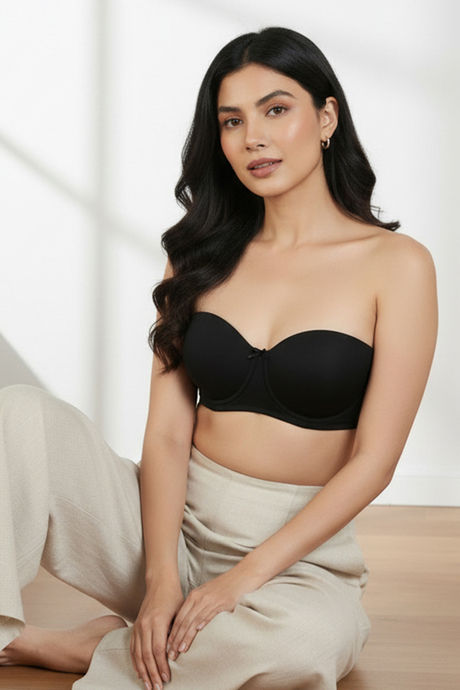 Zivame Beautiful Basics Padded Wired Medium Coverage Strapless Bra - Anthracite — image 5
