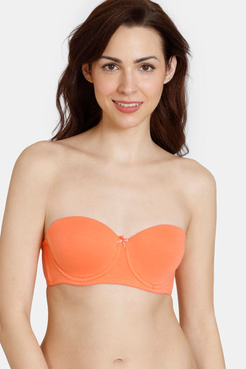 Zivame Beautiful Basics Padded Wired Medium Coverage Strapless Bra - Coral Quartz