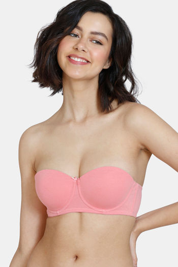 model image of Zivame Padded Wired 3/4th Coverage Strapless Bra - Mauveglow