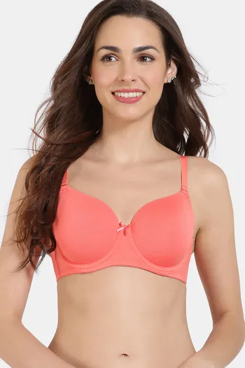 Zivame Padded Wired 3/4Th Coverage T-Shirt Bra - Georgia Peach