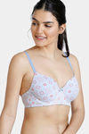 Zivame Padded Wired 3/4Th Coverage T-Shirt Bra - Kitchen Tile Blue — thumbnail 3
