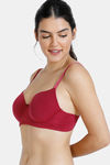 Zivame Padded Wired 3/4Th Coverage T-Shirt Bra - Wine — thumbnail 3