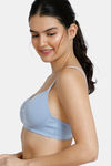 Zivame Padded Non Wired 3/4th Coverage T-Shirt Bra - Brunerra Blue — thumbnail 3