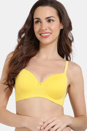 Zivame Padded Non Wired 3/4th Coverage T-Shirt Bra - Minion Yellow