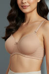 Zivame Padded Non Wired 3/4th Coverage T-Shirt Bra - Nude — thumbnail 5