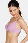 Zivame Padded Non Wired 3/4th Coverage T-Shirt Bra - Violet Tulle — thumbnail 3