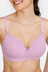 Zivame Padded Non Wired 3/4th Coverage T-Shirt Bra - Violet Tulle — thumbnail 4