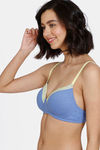 Zivame Happy Basics Padded Non-Wired 3/4th Coverage T-Shirt Bra - Wedgewood — thumbnail 3