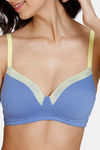 Zivame Happy Basics Padded Non-Wired 3/4th Coverage T-Shirt Bra - Wedgewood — thumbnail 4