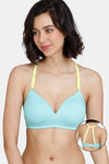 Zivame Happy Basics Padded Non-Wired 3/4th Coverage T-Shirt Bra - Aruba Blue — thumbnail 1