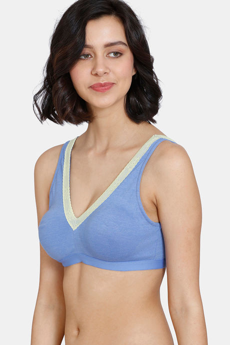 Zivame Happy Basics Double Layered Non Wired 3/4Th Coverage Slip-On Home Bra - Wedgewood — image 3