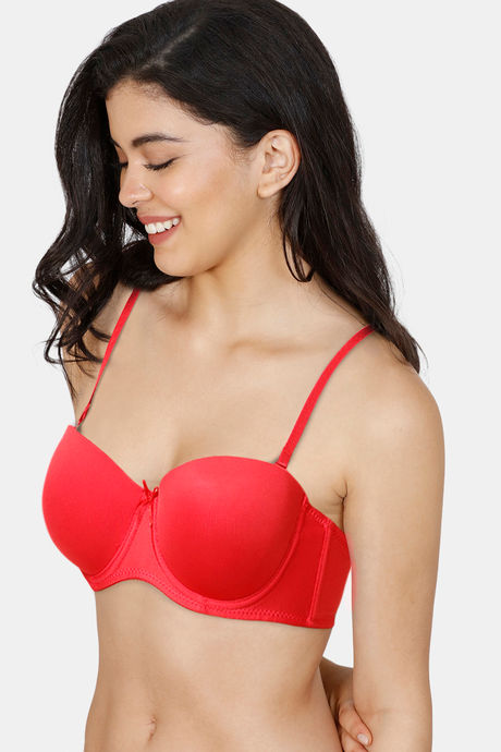 Zivame Padded Wired Medium Coverage Strapless Bra - Red — image 3