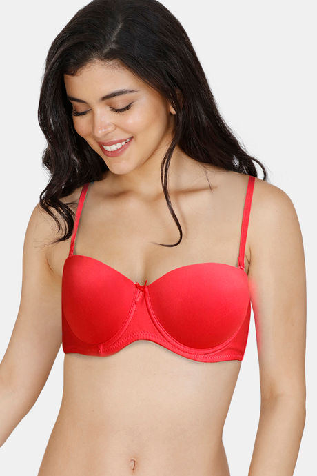 Zivame Padded Wired Medium Coverage Strapless Bra - Red — image 4
