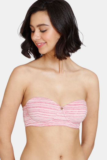 model image of Zivame Gelato Padded High Wired 3/4th Coverage Strapless Bra - Pink Cosmos
