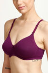 Zivame Padded Non Wired Medium Coverage T-Shirt Bra-Wine — thumbnail 5