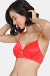 Zivame Heartstopper Padded Non Wired 3/4Th Coverage Lace Bra - Hibiscus — thumbnail 3
