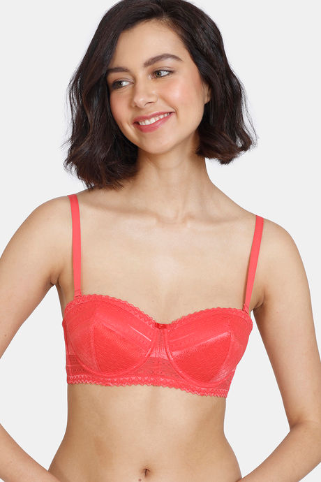 Zivame Heartstopper Padded Wired Medium Coverage Strapless Bra - Hibiscus — image 2