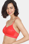 Zivame Heartstopper Double Layered Non Wired 3/4Th Coverage Lace Bra - Hibiscus — thumbnail 3