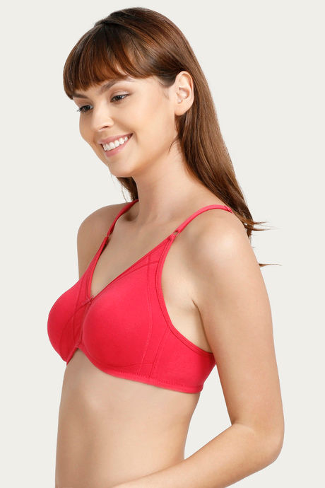 Zivame Sporty Twist Double Layered Non Wired Medium Coverage Bra - Fuchsia — image 2