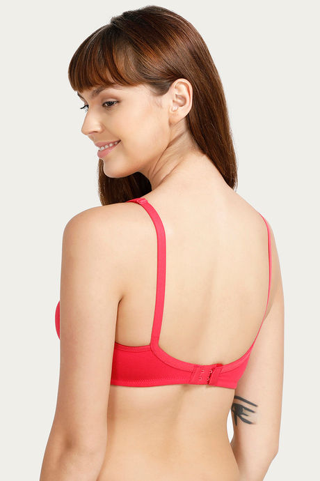 Zivame Sporty Twist Double Layered Non Wired Medium Coverage Bra - Fuchsia — image 3