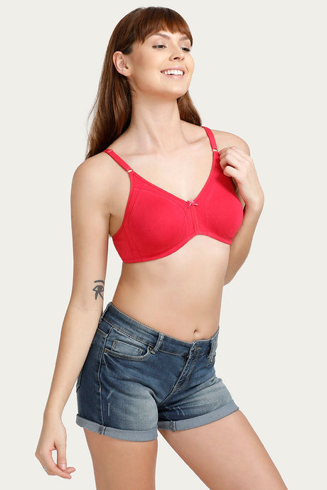Zivame Sporty Twist Double Layered Non Wired Medium Coverage Bra - Fuchsia — image 5