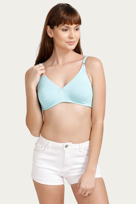 Zivame Sporty Twist Double Layered Non Wired Medium Coverage Bra - Mint — image 5