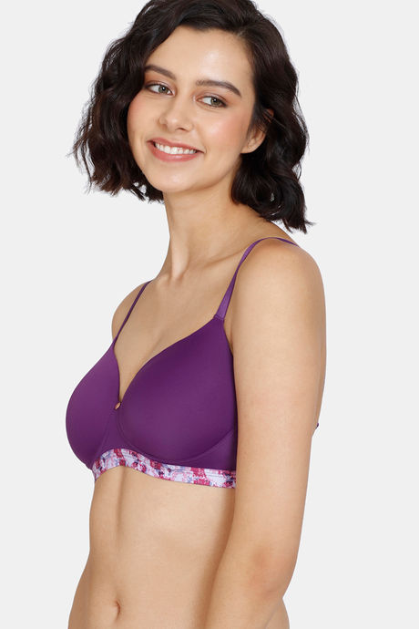 Zivame Pixel Play Padded Non Wired 3/4Th Coverage Beach Top - Imperial Purple — image 3