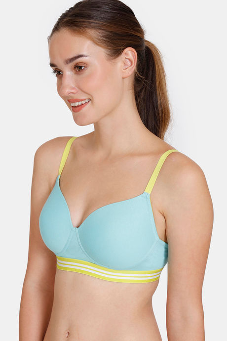 Zivame Sporty Twist Padded Non Wired 3/4th Coverage T-Shirt Bra - Aqua Sky3 — image 3