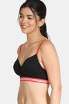 Zivame Sporty Twist Padded Non Wired 3/4Th Coverage T-Shirt Bra - Black — thumbnail 3