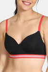 Zivame Sporty Twist Padded Non Wired 3/4Th Coverage T-Shirt Bra - Black — thumbnail 4