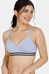 Zivame Sporty Twist Padded Non Wired 3/4th Coverage T-Shirt Bra - Blue Heron — thumbnail 1
