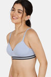 Zivame Sporty Twist Padded Non Wired 3/4th Coverage T-Shirt Bra - Blue Heron — thumbnail 3