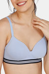 Zivame Sporty Twist Padded Non Wired 3/4th Coverage T-Shirt Bra - Blue Heron — thumbnail 4