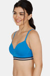 Zivame Sporty Twist Padded Non Wired 3/4th Coverage T-Shirt Bra - French Blue — thumbnail 3