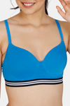 Zivame Sporty Twist Padded Non Wired 3/4th Coverage T-Shirt Bra - French Blue — thumbnail 4