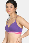 Zivame Sporty Twist Padded Non Wired 3/4th Coverage T-Shirt Bra - Royal Purple — thumbnail 3