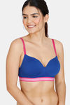 Zivame Sporty Twist Padded Non Wired 3/4th Coverage T-Shirt Bra - Sodalite Blue — thumbnail 1