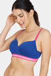 Zivame Sporty Twist Padded Non Wired 3/4th Coverage T-Shirt Bra - Sodalite Blue — thumbnail 3