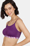 Zivame Pixel Play Double Layered Non Wired Full Coverage Slip-On Home Bra - Imperial Purple — thumbnail 3