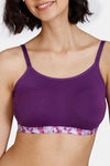 Zivame Pixel Play Double Layered Non Wired Full Coverage Slip-On Home Bra - Imperial Purple — thumbnail 4